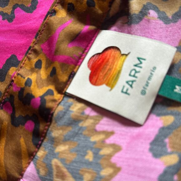 Farm Rio Midi Skirt M | Bold Crocodile Print in Hot Pink & Gold - Picture 6 of 11